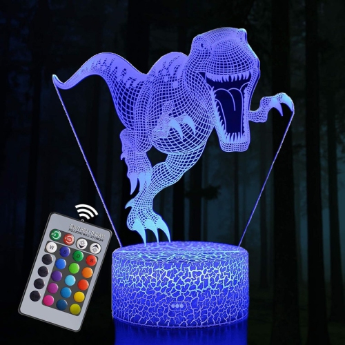 YOULIGHTS  3D Dinosaur Night Light for Boys, Dimmable Led Dinosaur Lamp With Remote Control for Bedroom, 16 Changing Colors, Gifts for Kids