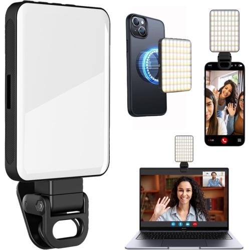 Magnetic Selfie Light - Cellphone Selfie Light, USB Rechargeable Clip on Mini Video Light for Phone/Laptop/Camera, LED Fill Light