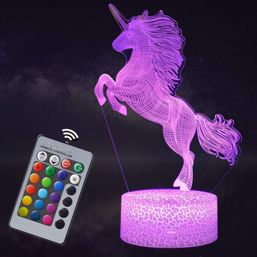 YOULIGHTS  3D Unicorn Night Lights, Dimmable Led Night Lamp w Remote for Kids Room And Bedroom, 16 Colors Changing, Unicorn Holiday And Birthday