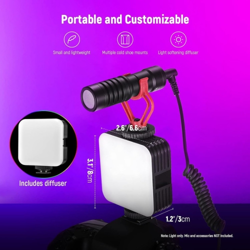 Magnetic RGB Video Light, 360° Full Color RGB61 LED Camera Light with 3 Cold Shoe Mounts/CRI 97+/20 Scene Modes/2500K-8500K/2000mAh, Small Panel Light