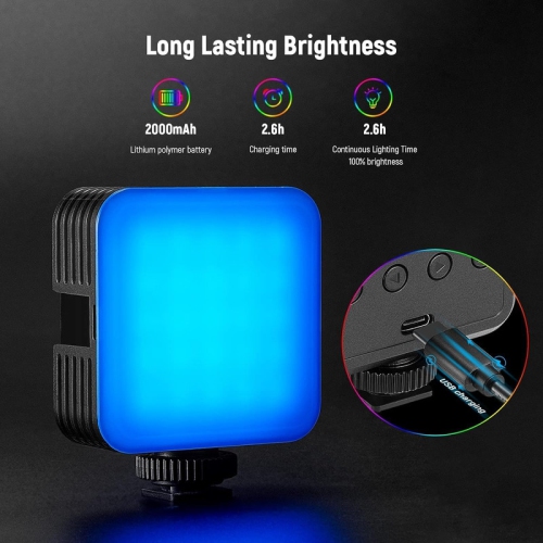 Magnetic RGB Video Light, 360° Full Color RGB61 LED Camera Light with 3 Cold Shoe Mounts/CRI 97+/20 Scene Modes/2500K-8500K/2000mAh, Small Panel Light