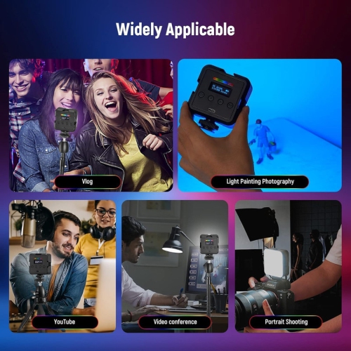 Magnetic RGB Video Light, 360° Full Color RGB61 LED Camera Light with 3 Cold Shoe Mounts/CRI 97+/20 Scene Modes/2500K-8500K/2000mAh, Small Panel Light