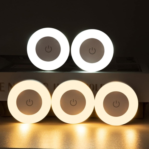 YOULIGHTS 5 Pack - Push Lights Bright Led Night Touch Light, 3 Colors Dimmable Tap Light, Rechargeable Puck Lights Battery Operated, Wireless Stick On Lights