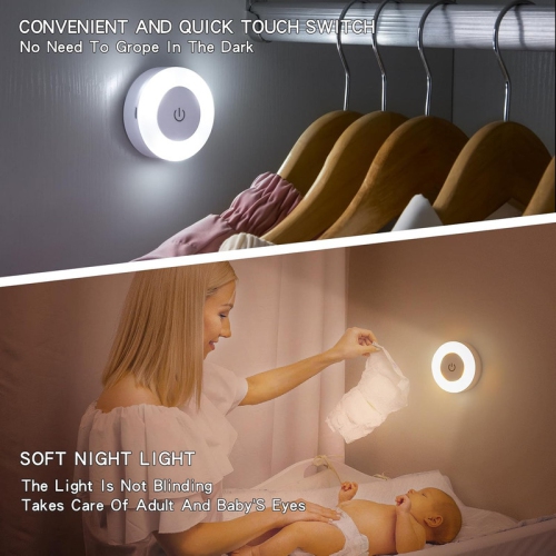 5 Pack - Push Lights Bright LED Night Touch Light, 3 Colors Dimmable Tap Light, Rechargeable Puck Lights Battery Operated, Wireless Stick on Lights
