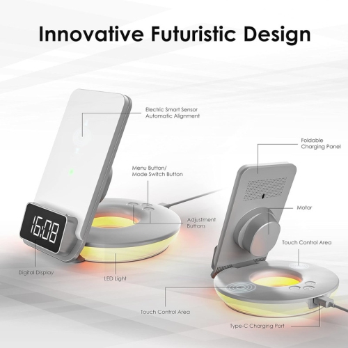 15W Qi-Certified Charging, Lamp with Wireless Charger - Lamp 3-in-1 Wireless Charging Station, Touch Control, Table Lamps