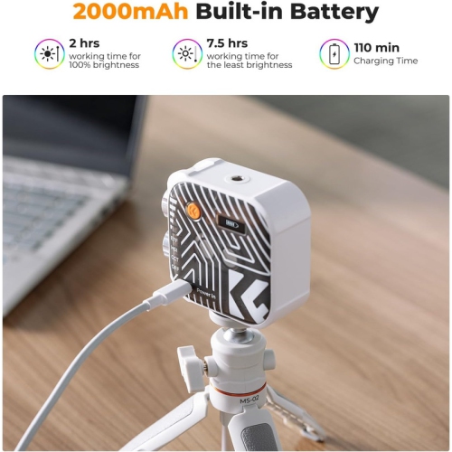 Lampe vidéo RVB Concept, lumière portative pour photographie 360&nbsp;°F avec 21 effets de lumière, lumière 2500K-9900K CRI 96+ LED pour appareil