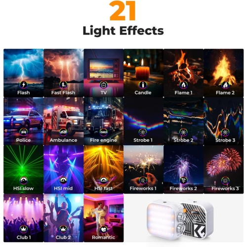 Lampe vidéo RVB Concept, lumière portative pour photographie 360&nbsp;°F avec 21 effets de lumière, lumière 2500K-9900K CRI 96+ LED pour appareil