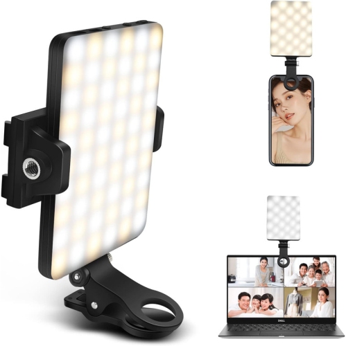 YOULIGHTS  Selfie Light, 60 Led Phone Light, Light 2000Mah Rechargeable Clip Video Light, 10-Level Brightness Adjustment, Cri 95+, 3 Light Modes
