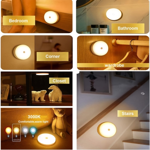 Motion sensor night light, USB charging path night light, 8 LED motion detection warm light stick, suitable