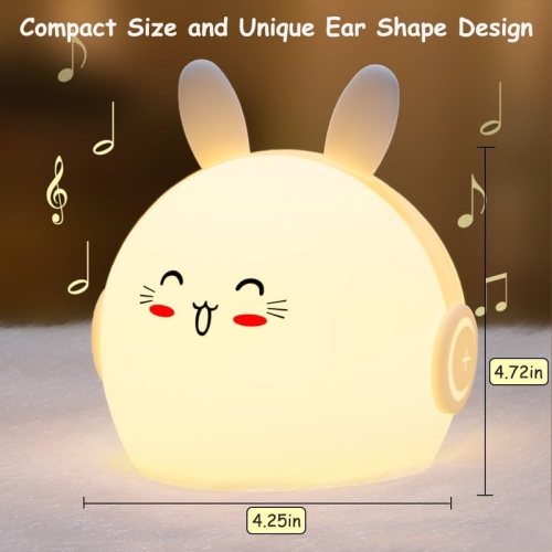 Night Light for Kids Cute Bunny Lamp with 9 Colors Changing & Dimming Function, Rechargeable Silicone Nursery Animal Night Lamp for Baby and Toddler,