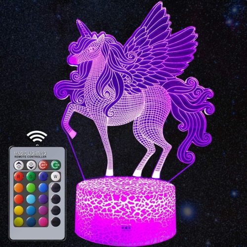 YOULIGHTS  3D Unicorn Night Lights for Kids, Dimmable Led Night Lamp \w Remote for Bedroom, 16 Colors Changing, Unicorn Holiday And Birthday Gifts For