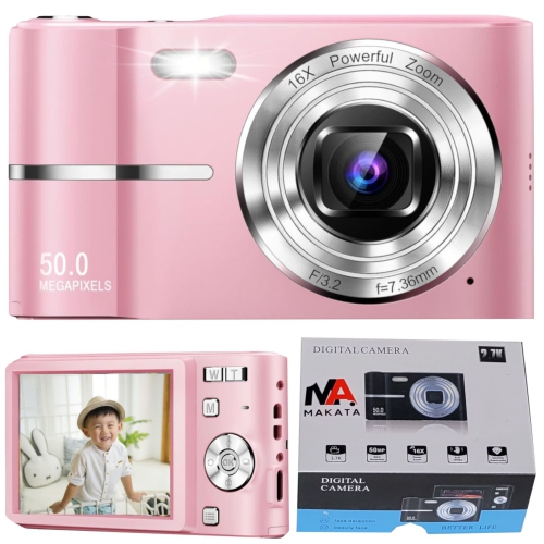 Appareil photo numérique compact HD MAKATA 50&nbsp;Mpx 16x zoom HD 1080p Appareil photo automatique 32&nbsp;Go, Caméra amusante pour garçons Jeunes