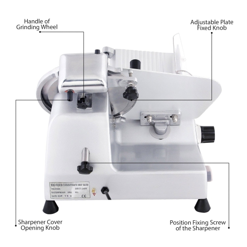 A-250ES10-3 Meat Slicer Commercial | Electric Food Slicer with 10-inch Stainless Steel Blade | Aluminum Body | Low Noise | 110V