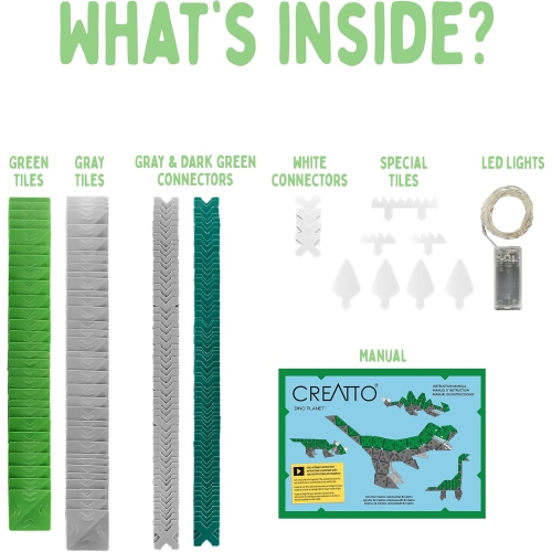 Thames & Kosmos Creatto Dino Planet Light-Up 3D Puzzle Kit | includes Creatto Puzzle Pieces to Make Your Own Illuminated Craft Creations | DIY