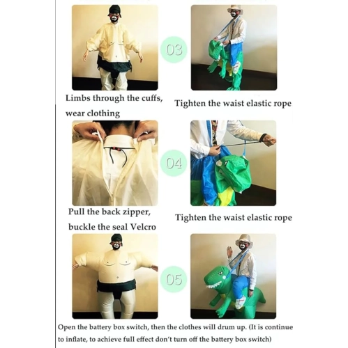 Inflatable Dinosaur T-Rex Costume – Blow-Up Animal Suit for Halloween Party, Perfect for Adults & Kids