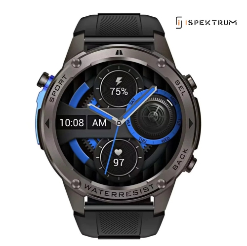 ISPEKTRUM  Atlas Gps Smart Watch for Men 1.6" HD Display Bt Call & Text Waterproof Sports Mode Pedometer Fitness Tracker Smartwatch for Android Ios