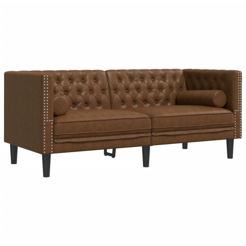 VIDAXL  Chesterfield Sofa With Bolsters 2-Seater Faux Suede Leather In Brown