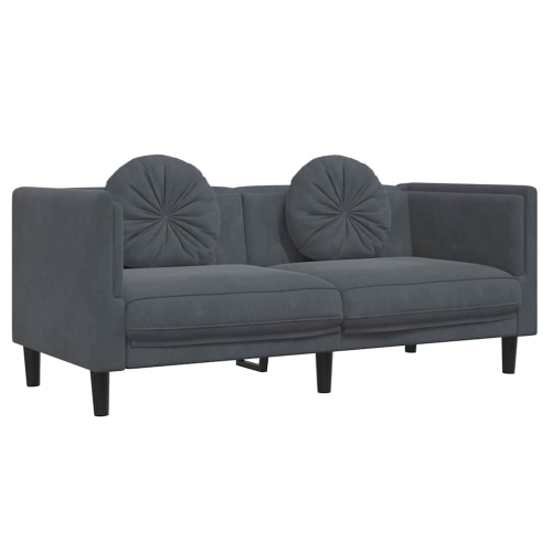vidaXL Sofa with Cushions 2-Seater Dark Grey Velvet