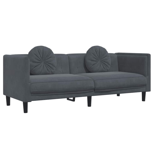 vidaXL Sofa with Cushions 3-Seater Dark Grey Velvet