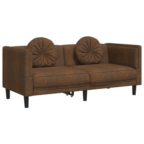 vidaXL 3 Piece Sofa Set with Pillows Brown Velvet