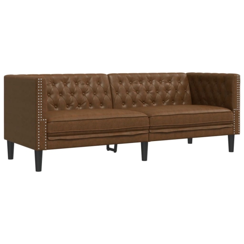 VIDAXL  Chesterfield Sofa 3-Seater Brown Faux Suede Leather