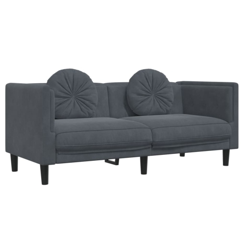 vidaXL 3 Piece Sofa Set with Pillows Dark Grey Velvet