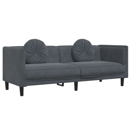 vidaXL 3 Piece Sofa Set with Pillows Dark Grey Velvet