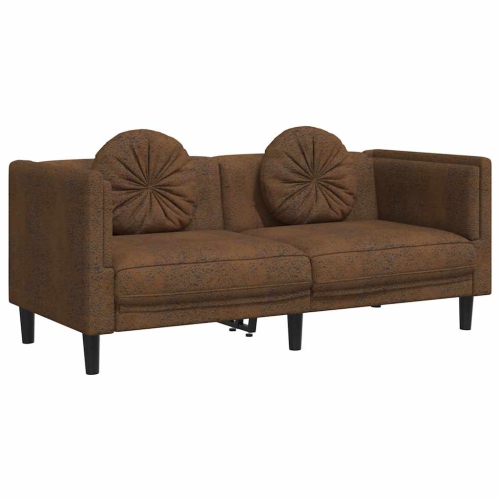 VIDAXL  Sofa With Cushions 2-Seater Faux Suede Leather In Brown