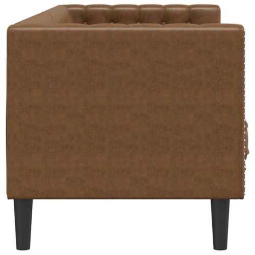 vidaXL Chesterfield Sofa with Bolsters 3-Seater Brown Faux Suede Leather