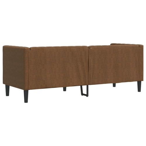 vidaXL Chesterfield Sofa with Bolsters 3-Seater Brown Faux Suede Leather