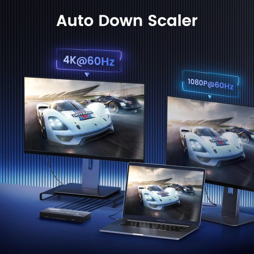 4K@60Hz HDMI Switch Splitter 2 in 4 Out with Remote, avedio Links 2x4 HDMI Splitter Switcher 4K with SPDIF & 3.5mm Audio, Support 4K, 3D, 1080p,