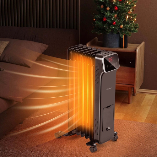Costway 1500W Oil Filled Radiator Heater with Remote Control 3 Modes 24H Timer Indoor