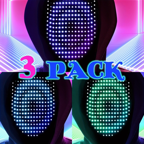 3 Pack, LED Masks with Gesture Sensing, Unisex LED Lighting Face Morphing Masks for Costume Shows, Cosplay Parties and Masquerade Balls