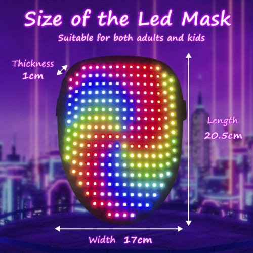 3 Pack, LED Masks with Gesture Sensing, Unisex LED Lighting Face Morphing Masks for Costume Shows, Cosplay Parties and Masquerade Balls
