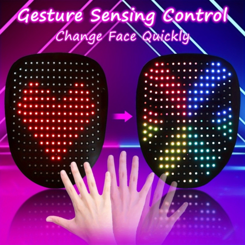 3 Pack, LED Masks with Gesture Sensing, Unisex LED Lighting Face Morphing Masks for Costume Shows, Cosplay Parties and Masquerade Balls