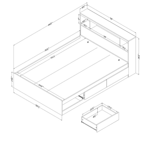 South Shore Storage Bed and Bookcase Headboard Set Pure White Fusion