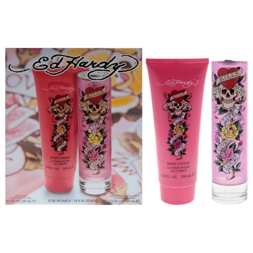 Ed Hardy by Christian Audigier for Women - 2 Pc Gift Set 3.4oz EDP Spray, 6.8oz Body Lotion