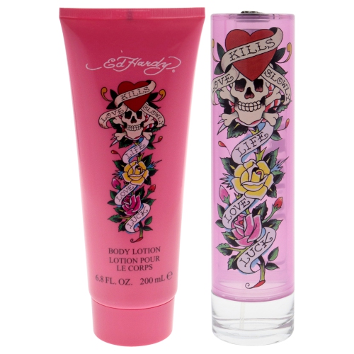 Ed Hardy by Christian Audigier for Women - 2 Pc Gift Set 3.4oz EDP Spray, 6.8oz Body Lotion