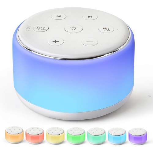 Sound Machine Bruit blanc bébé pour dormir avec veilleuse, 34 sons apaisants, appareil rechargeable à bruit blanc pour bébés enfants adultes