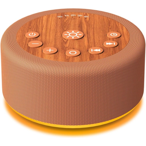 Sleep Sound Machine Machine à bruit blanc 30 Sons non en boucle 36 Volume réglable Mémoire Fonction Bruit brun Machine pour bébé Enfants Adulte, Bois