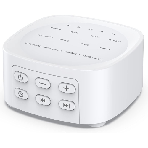 Sound Machines with 25 Soothing Sounds 36 Volume Levels 5 Timers Portable Memory Function Sleep White Noise Machine for Home Office, White