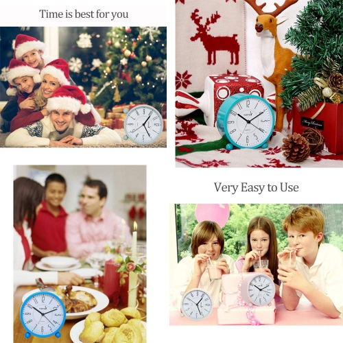 Réveil super silencieux, Réveil-matin rond avec veilleuse, Fonctionnement à piles, Simple et rétro pour bureau, chambre à coucher, blanc crémeux