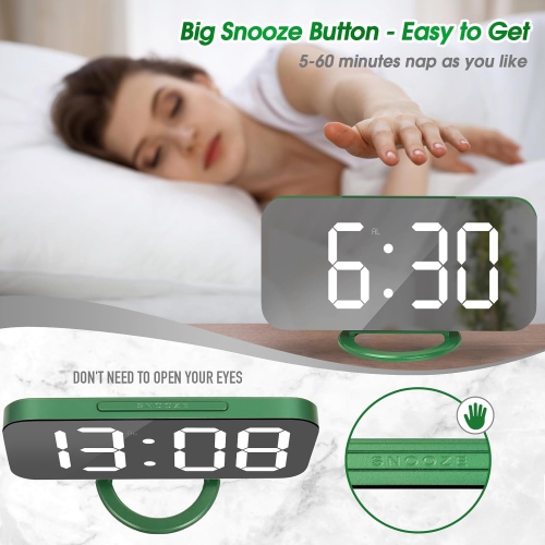 Digital Alarm Clock with USB Charger,Large LED Display, Snooze Function Dim Mode Wall Hanging Beside Desk Clock for Bedroom,Forest