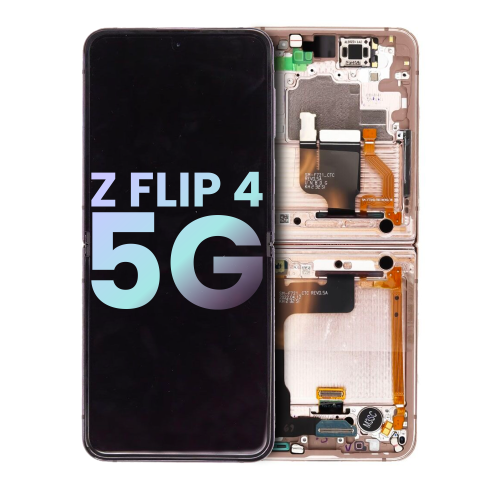 ESOURCE PARTS  Replacement Inner Oled Assembly With Frame Compatible With Samsung Galaxy Z Flip 4 5G (Service Pack) (Pink Gold)