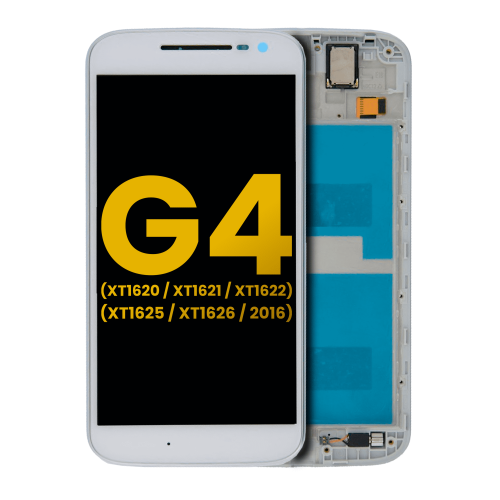 LCD Assembly With Frame Compatible With Motorola Moto G4 (XT1620 / XT1621 / 2016) (White) by ESOURCE PARTS - Refurbished condition - Image 3