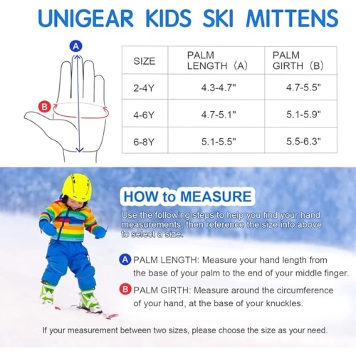 Mitaines de ski d'hiver imperméables pour enfants avec ficelle – parfaites pour les garçons et les filles de 4-6 ans