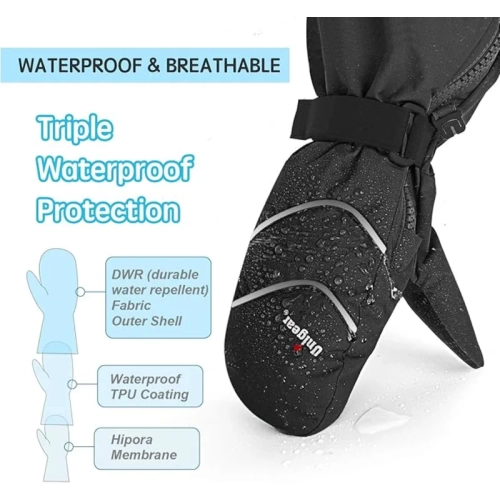 Mitaines de ski d'hiver imperméables pour enfants avec ficelle – parfaites pour les garçons et les filles de 4-6 ans
