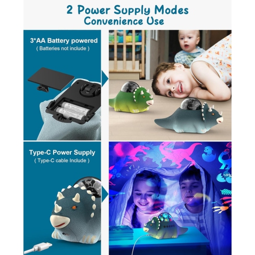 Dinosaur Toys for Kids 3-5, Dinosaur Night Light Projector Lamp for Kids Bedroom, Birthday Gift for Toddler, Dinosaur Projector Nightlight for Boys