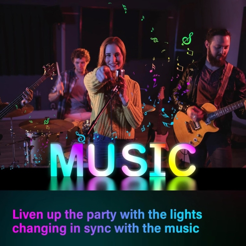 Light Up Letters LED Letter - Bedroom Lighted Letter Colorful Glitter Alphabet Music Sync Color Changing Letters for Boy Girl Gift Birthday Christmas