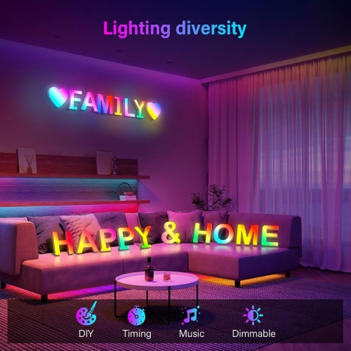 Light Up Letters LED Letter - Bedroom Lighted Letter Colorful Glitter Alphabet Music Sync Color Changing Letters for Boy Girl Gift Birthday Christmas